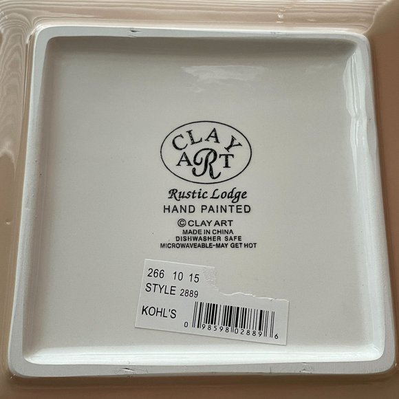 Clay Art Rustic Lodge Figural Salad Plate Bear Small Serving Plate Wood Land - Picture 10 of 11